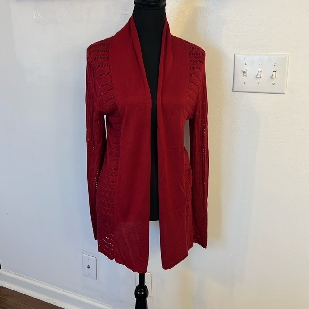 Cato Long Line Open Front Spandex Cardigan, Sz. M.